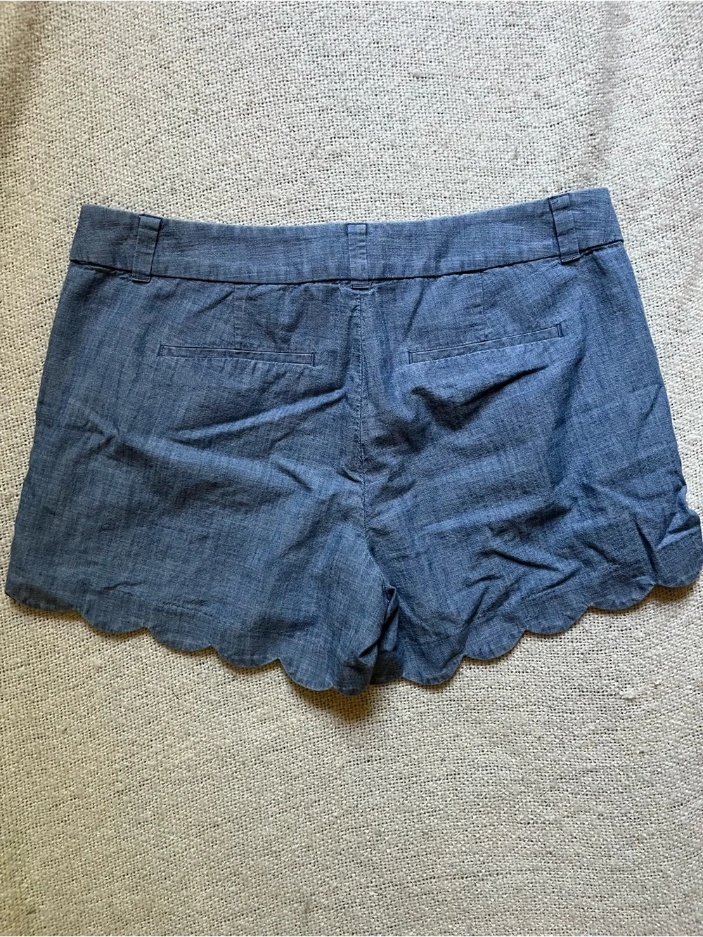 J.Crew Scallop Hem Women's Linen Shorts - Blue